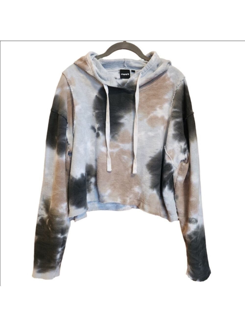 MONO B TIE-DYE TEXTURED CROPPED HOODIE SIZE LARGE